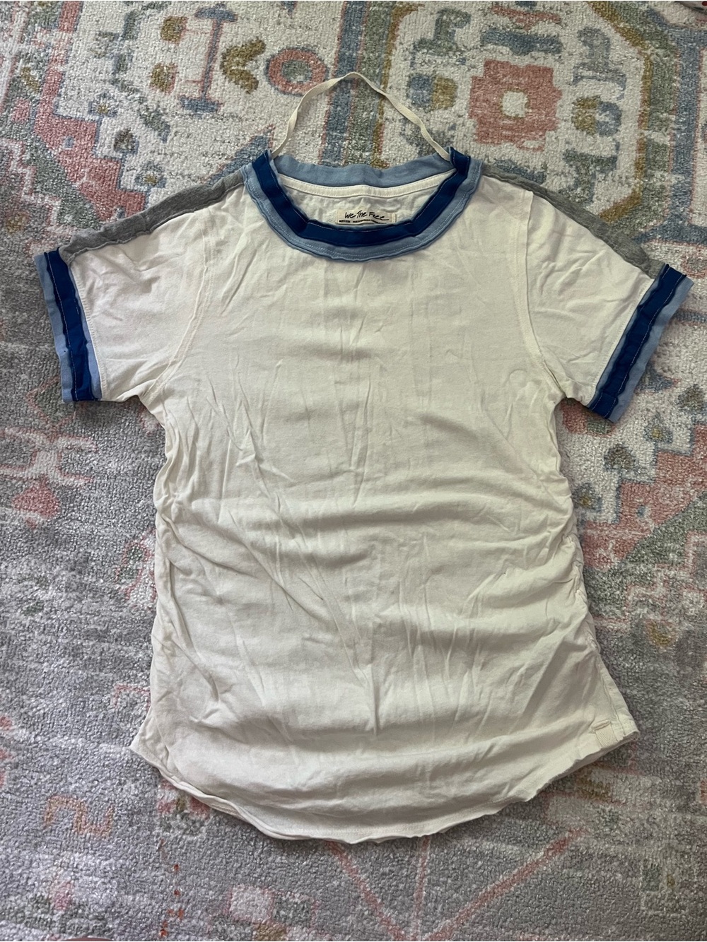 We The Free Cream Ringer Tee with Blue Trim - Picture 5 of 5